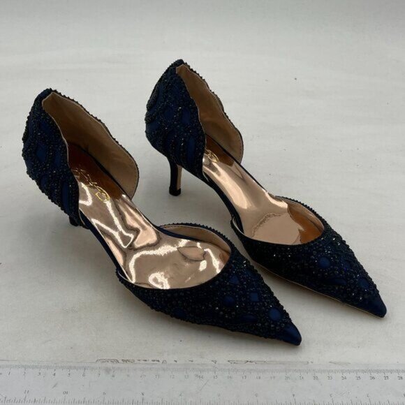 XYD Women's Pumps, Elegant Pointed Toe, D'Orsay Kitten Low Heels, Rhinestone - Picture 7 of 8